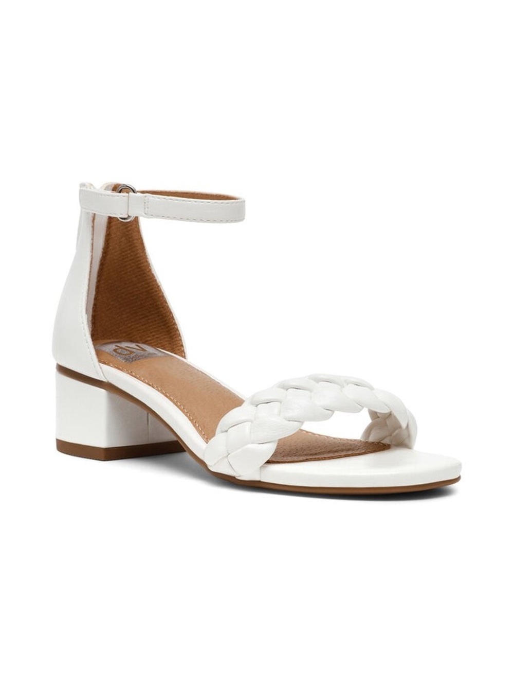 NEW! Dolce Vita Gretta White Braided Ankle-Strap Block Sandals. Girl’s 2.